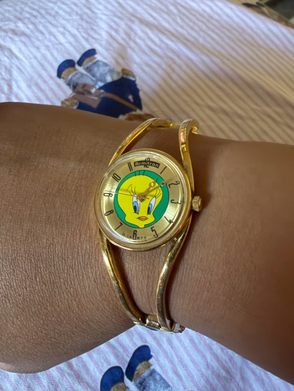 Armitron Gold-Tone Women's Bracelet Watch with Green Dial and Yellow Tweety